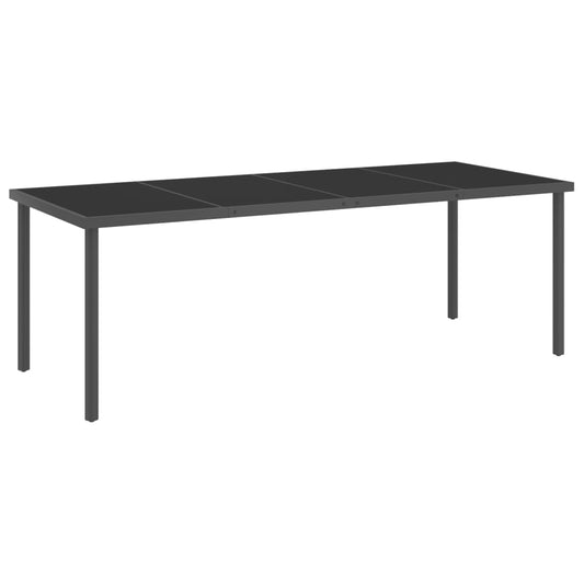 Mesa de jantar para exterior 220x90x75 cm aço e vidro antracite