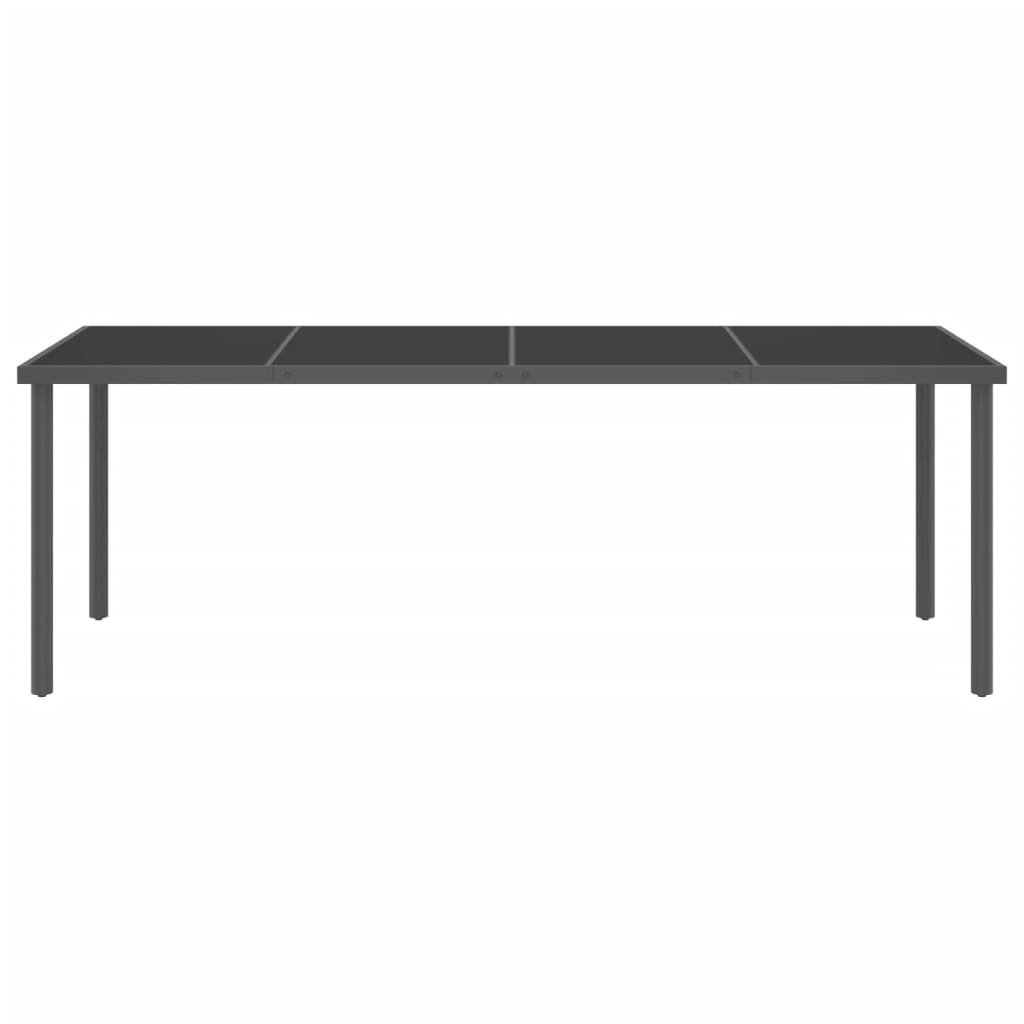 Mesa de jantar para exterior 220x90x75 cm aço e vidro antracite