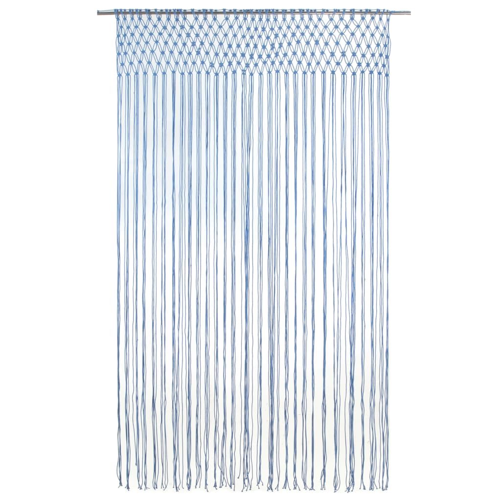 Cortina macramé 140x240 cm algodão azul