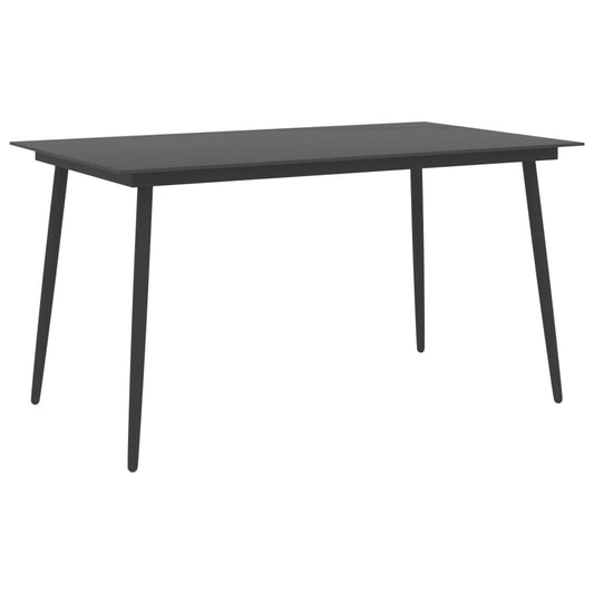 Mesa de jantar para jardim 150x90x74 cm aço e vidro preto