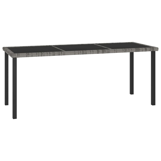 Mesa de jantar para jardim 180x70x73 cm vime PE cinzento