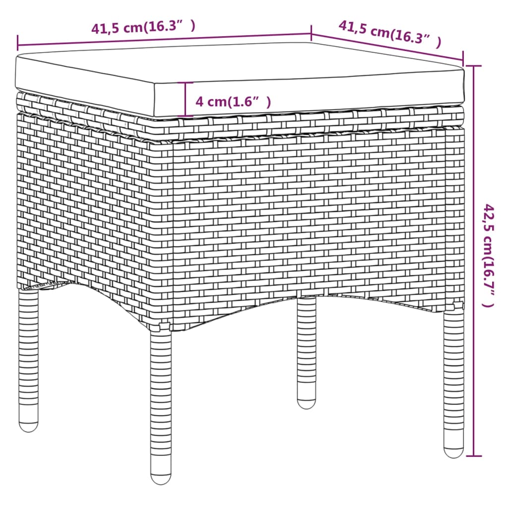 5 pcs conjunto bistrô de jardim vime PE/acácia maciça cinzento