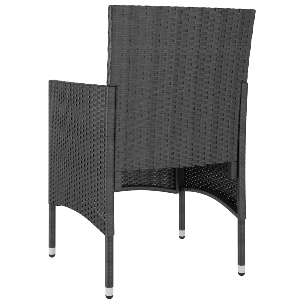 5 pcs conjunto de jantar p/ jardim vime PE/acácia maciça preto