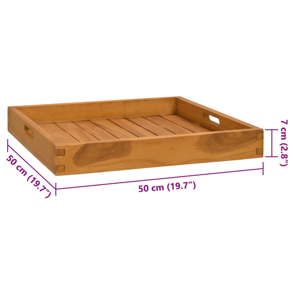 Bandeja de servir 50x50 cm madeira de teca maciça