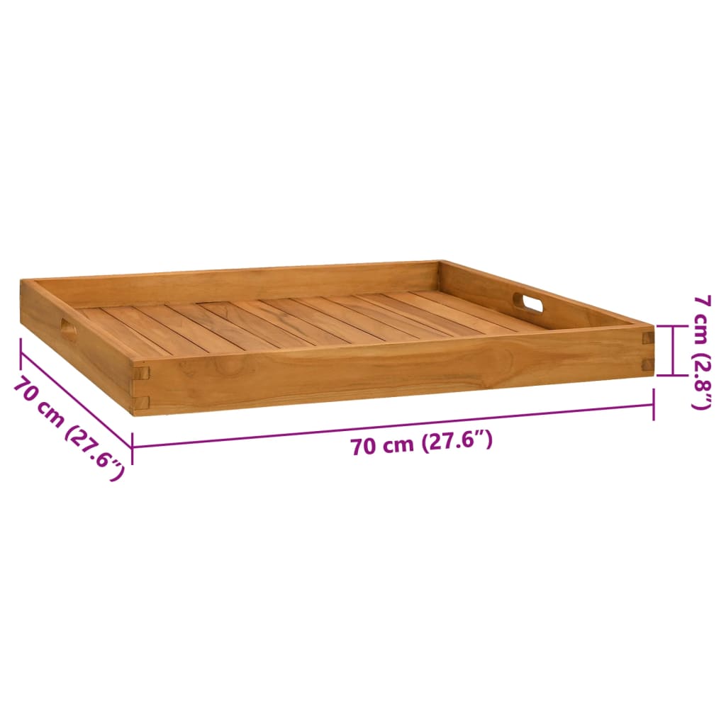 Bandeja de servir 70 x 70 cm madeira de teca maciça