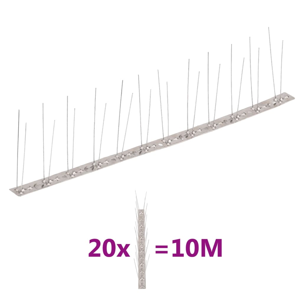 Conjunto 20 picos pássaros e pombos 2 filas 10m aço inoxidável