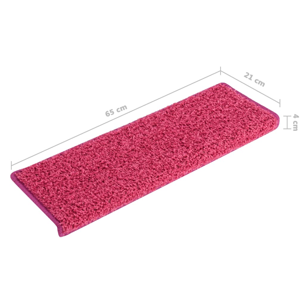 Tapete/carpete p/ degraus 15 pcs 65x21x4 cm cor-de-rosa