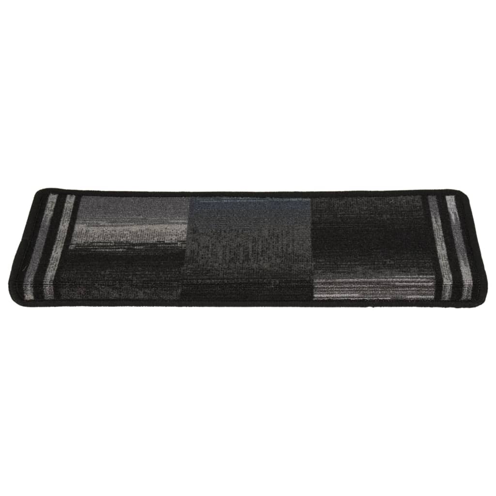 Tapetes de escada autoadesivos 15 pcs 65x21x4 cm preto/cinzento