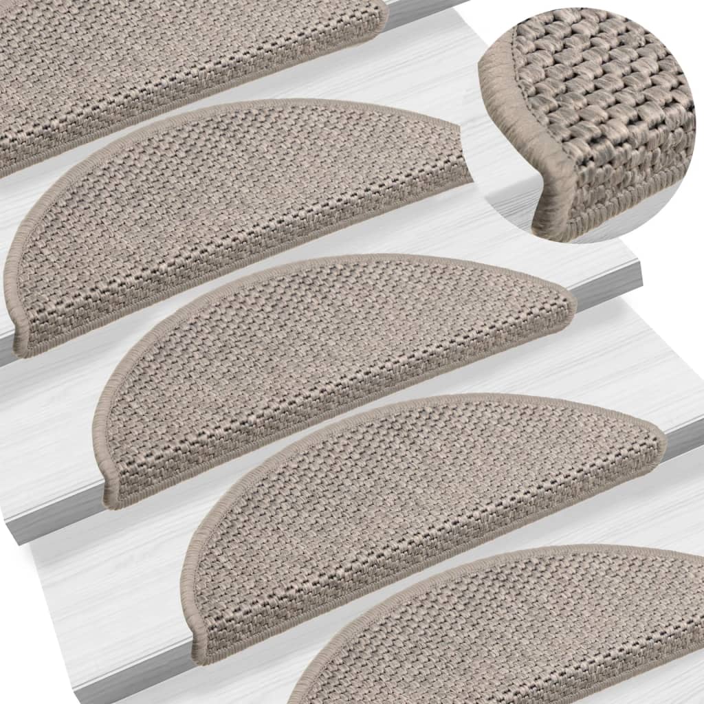 Tapetes escada adesivos aspeto sisal 15 pcs 56x17x3 cm prateado