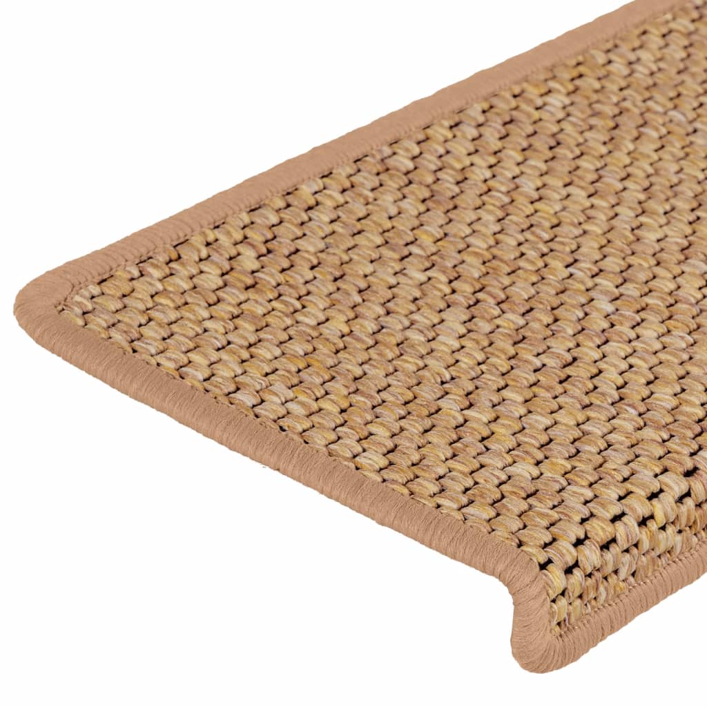 Tapetes escada adesivos aspeto sisal 15 pcs 65x21x4 cm laranja