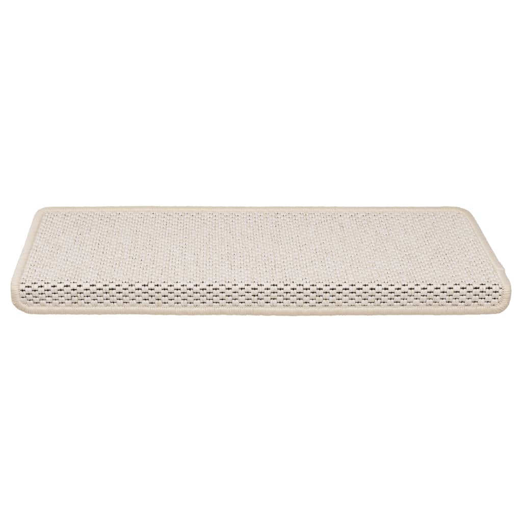 Tapetes escada adesivos aspeto sisal 15 pcs 65x21x4 cm creme