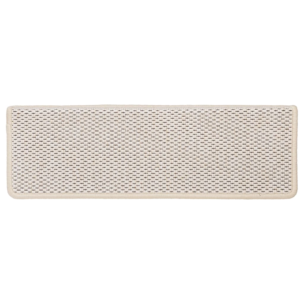 Tapetes escada adesivos aspeto sisal 15 pcs 65x21x4 cm creme