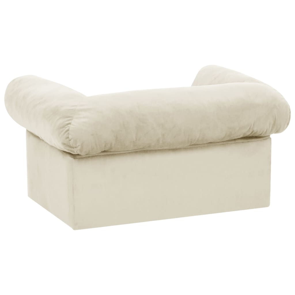 Sofá para cães com gaveta 75x50x38 cm pelúcia cor creme