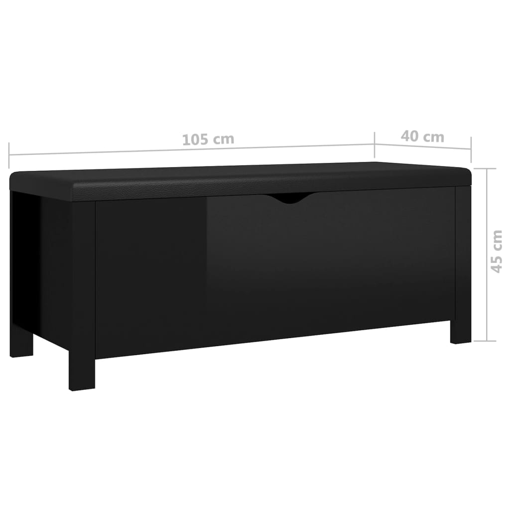 Caixa arrumação c/ almofadão contraplacado 105x40x45 cm preto