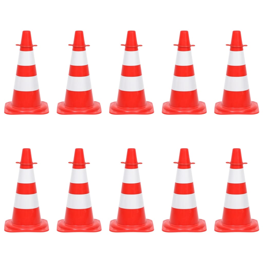 Conjunto de cones com corrente de 10 m vermelho e branco