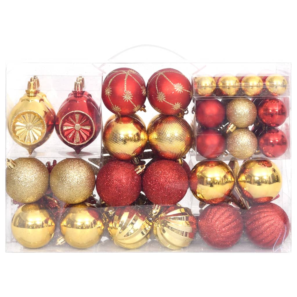 108 pcs conjunto de enfeites de Natal dourado e vermelho