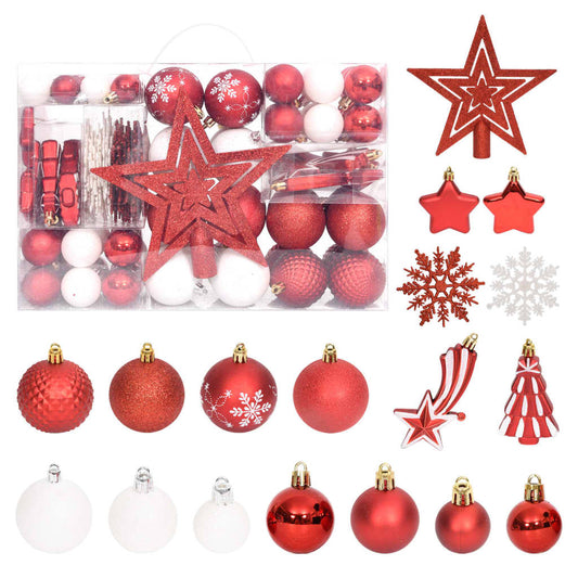 108 pcs conjunto de enfeites de Natal vermelho e branco