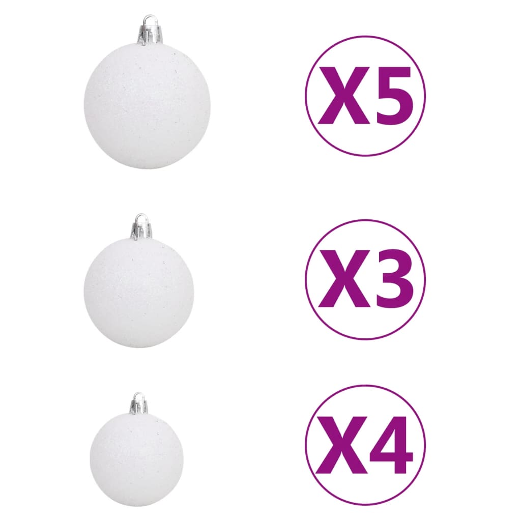 Conj. de bolas de natal 61 pcs c/ pico e 150 LEDs branco/cinza