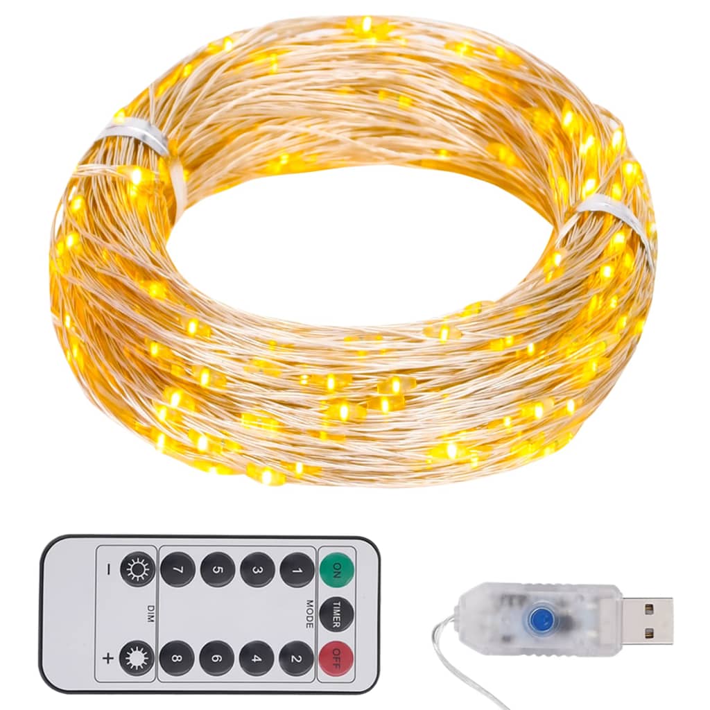 Cordão de luzes com 300 LED 30 m branco quente