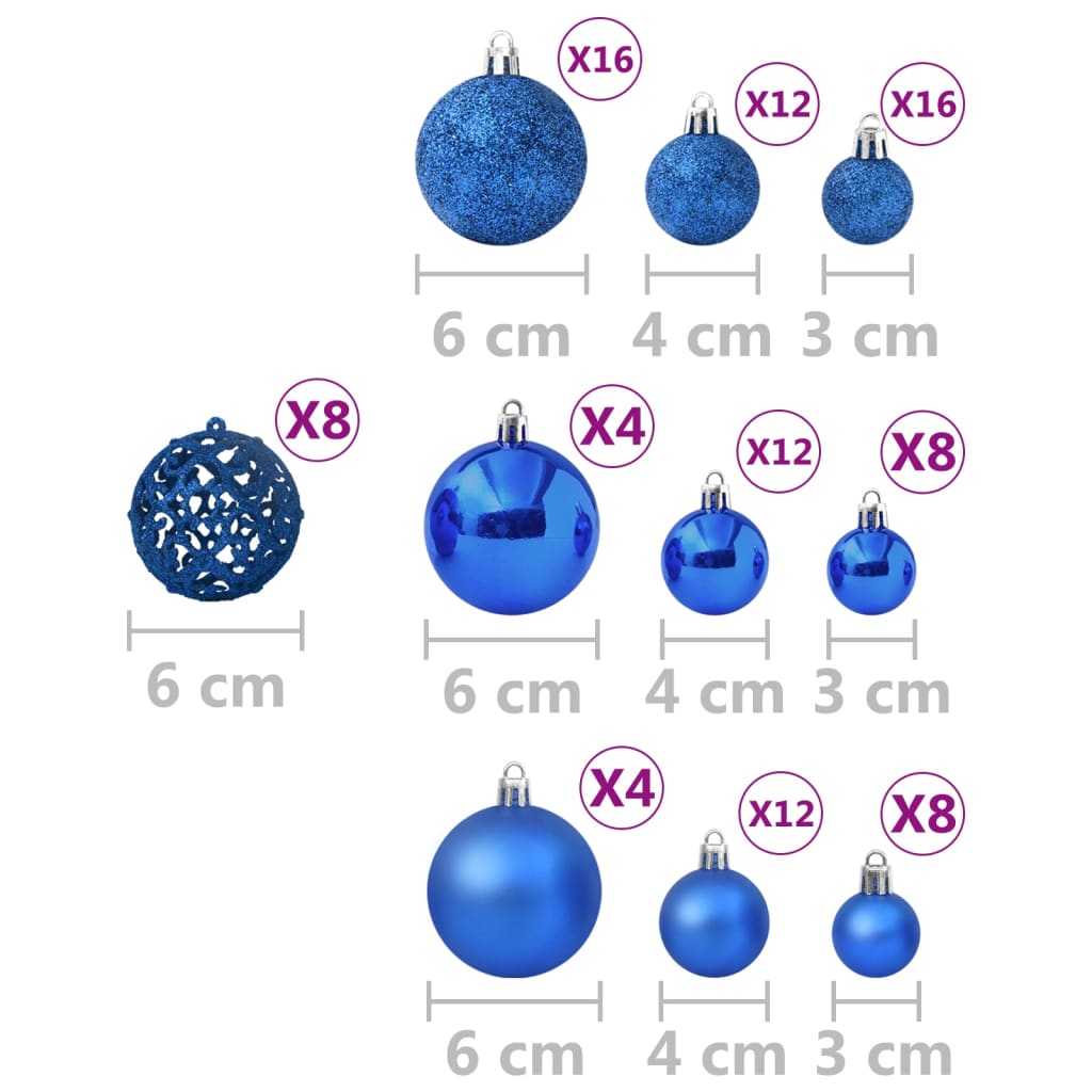 Conjunto de bolas de natal 100 pcs azul