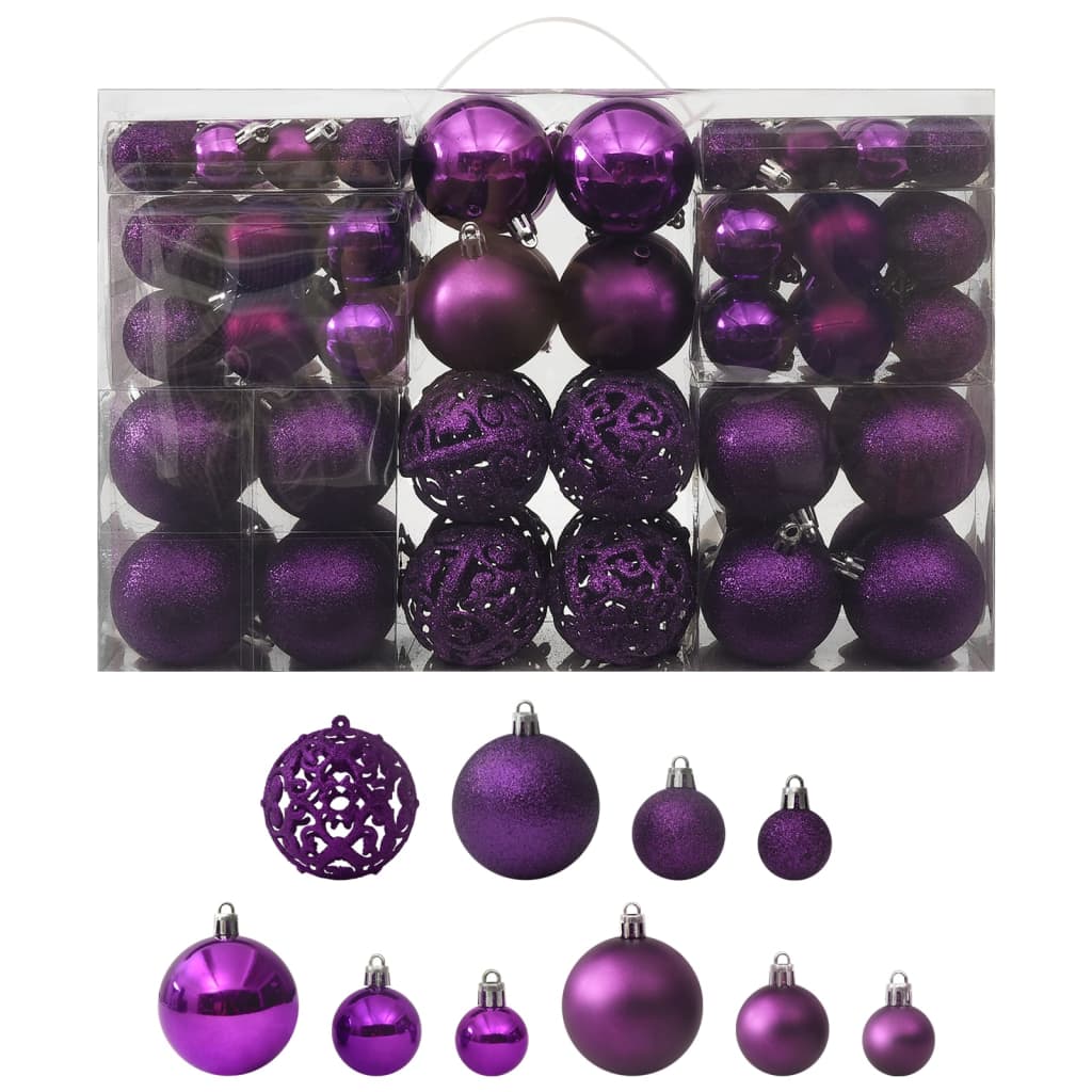 Conjunto de bolas de natal 100 pcs roxo