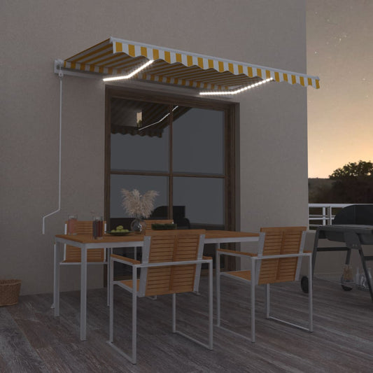 Toldo automático LED e sensor de vento 300x250cm amarelo/branco