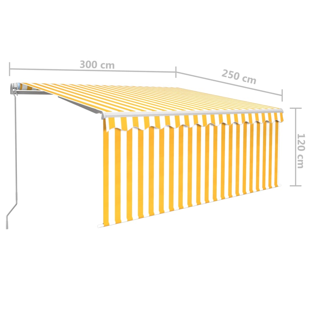 Toldo retrátil manual com estore 3x2,5 m amarelo e branco