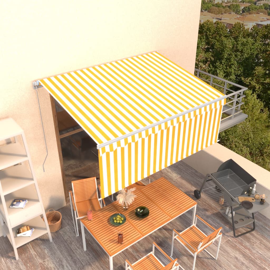 Toldo retrátil manual com estore 3x2,5 m amarelo e branco