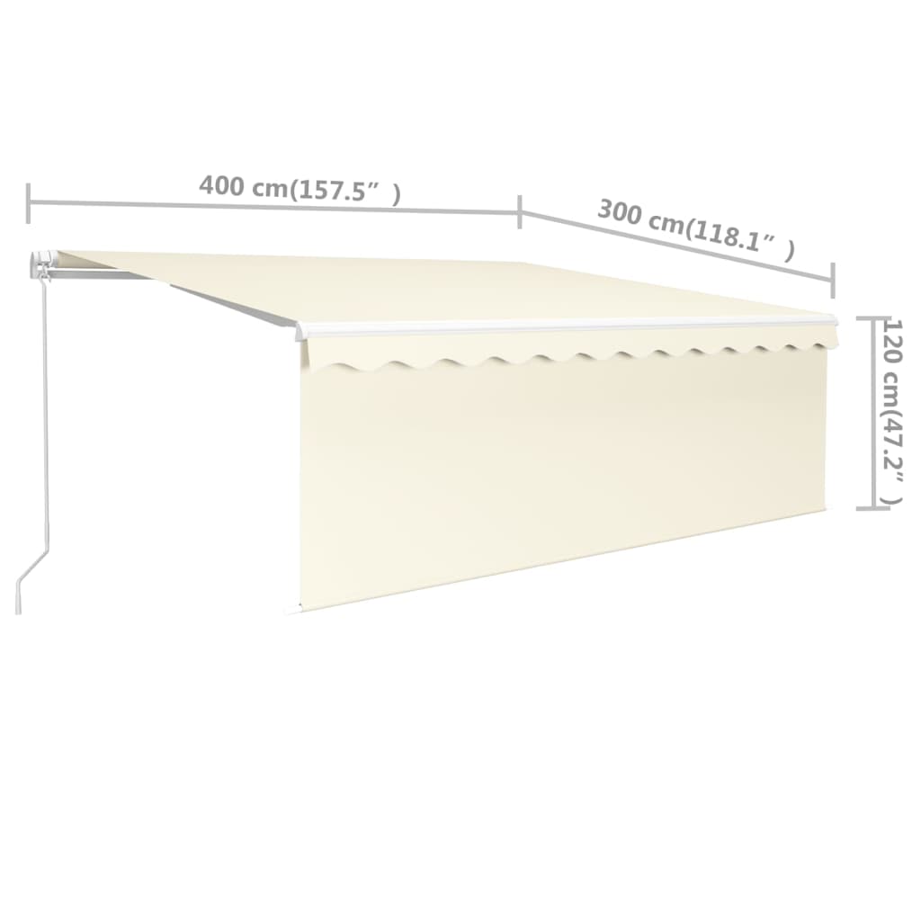 Toldo retrátil manual com estore 4x3 m cor creme