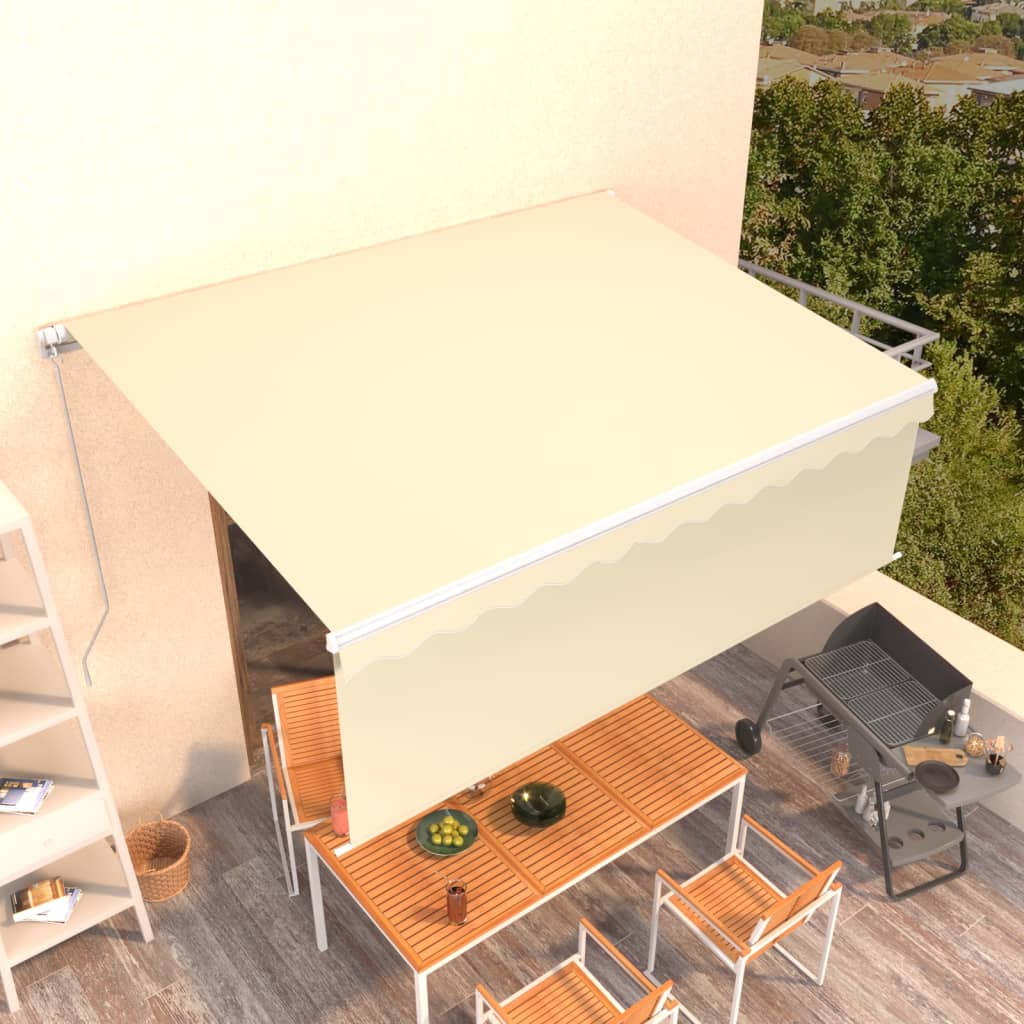 Toldo retrátil manual com estore 4x3 m cor creme