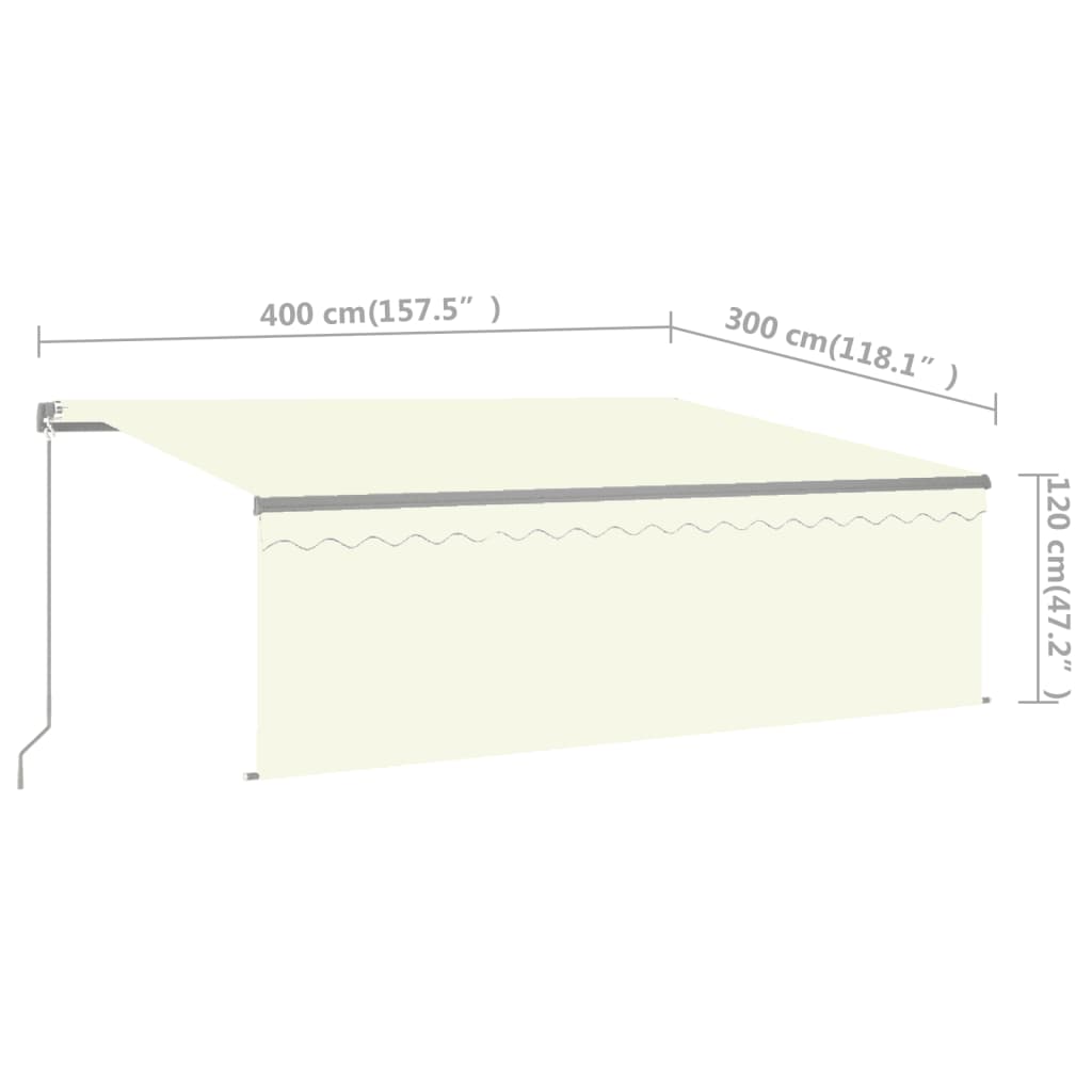 Toldo retrátil manual com estore 4x3 m cor creme