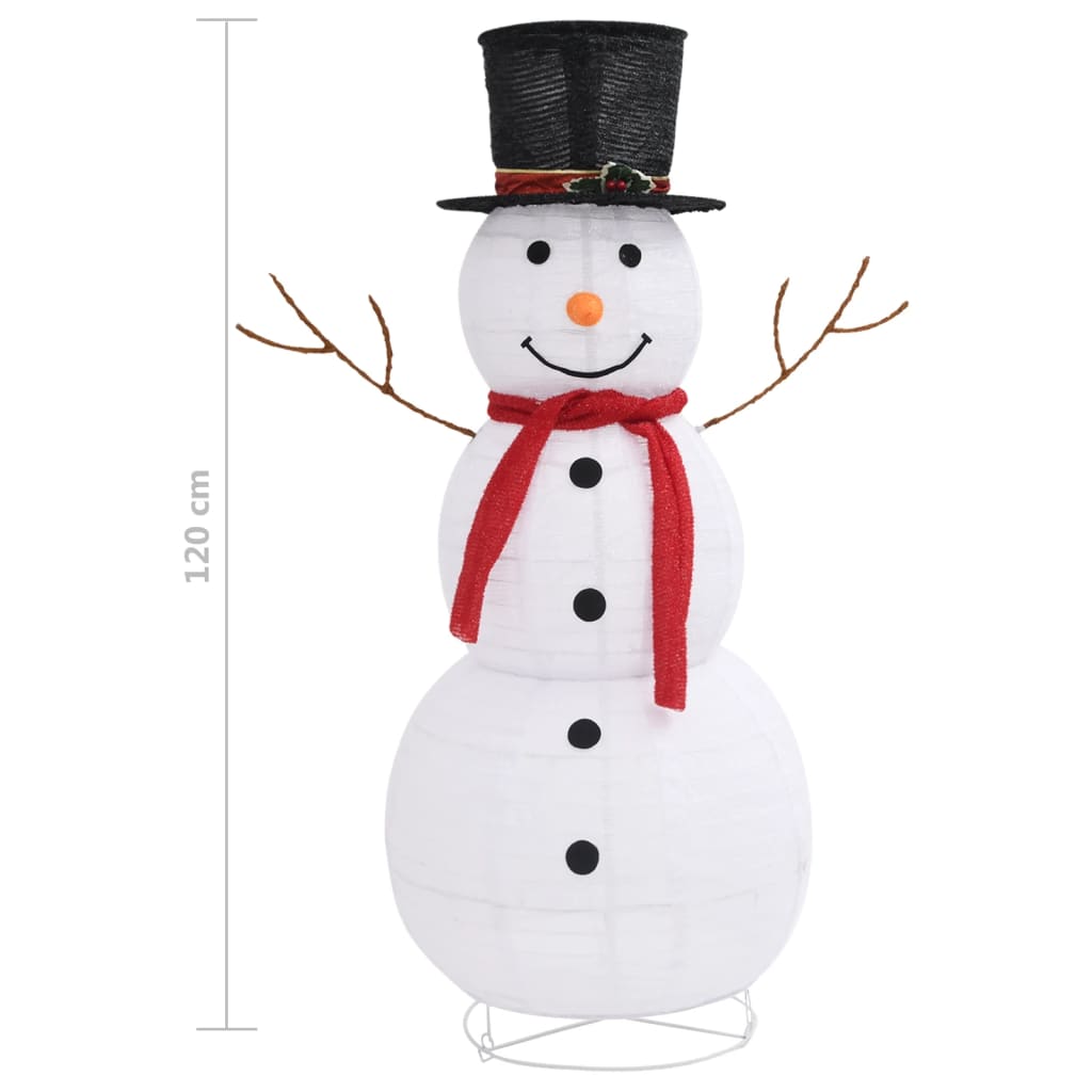 Boneco de neve decorativo com luz LED tecido de luxo 120 cm