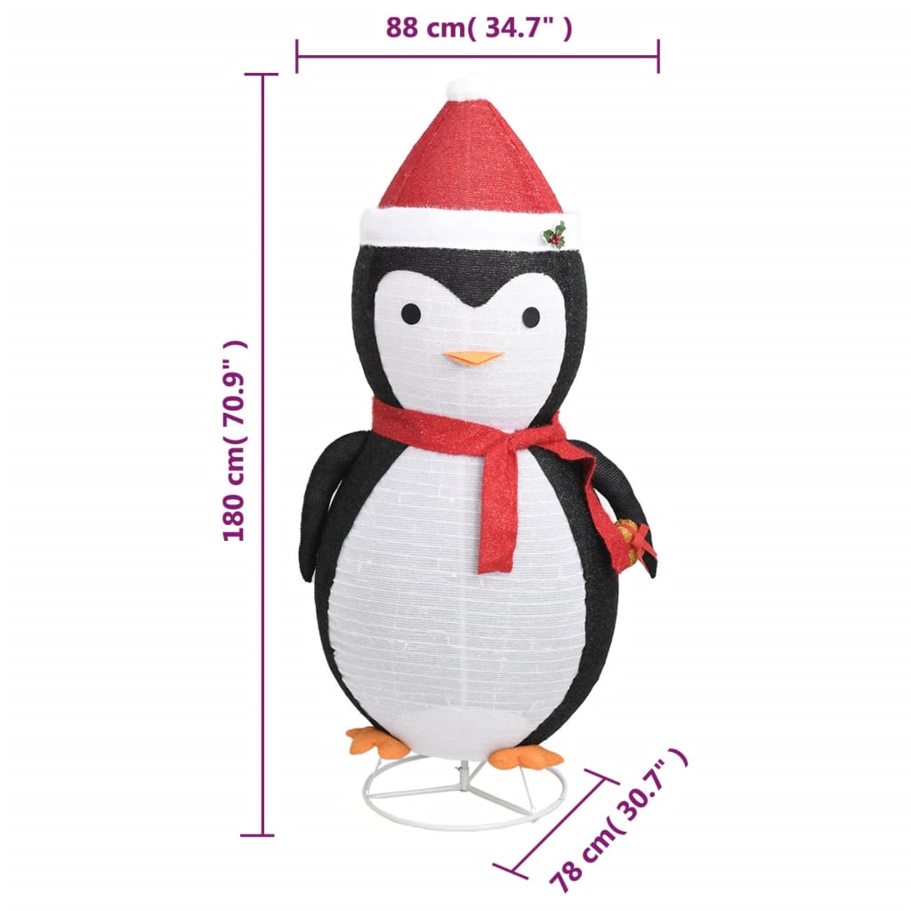 Pinguim de Natal decorativo com luzes LED tecido de luxo 180 cm