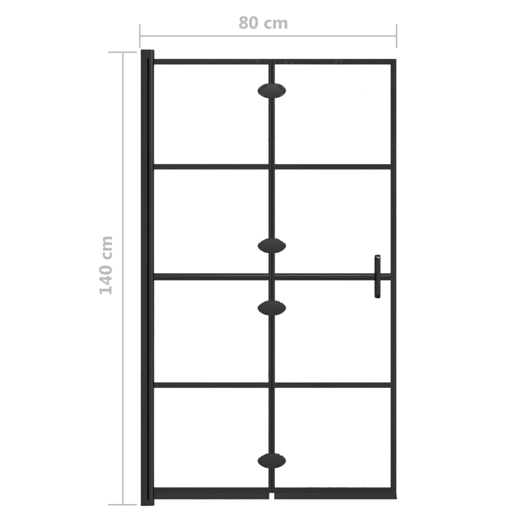 Divisória de chuveiro dobrável ESG 80x140 cm preto