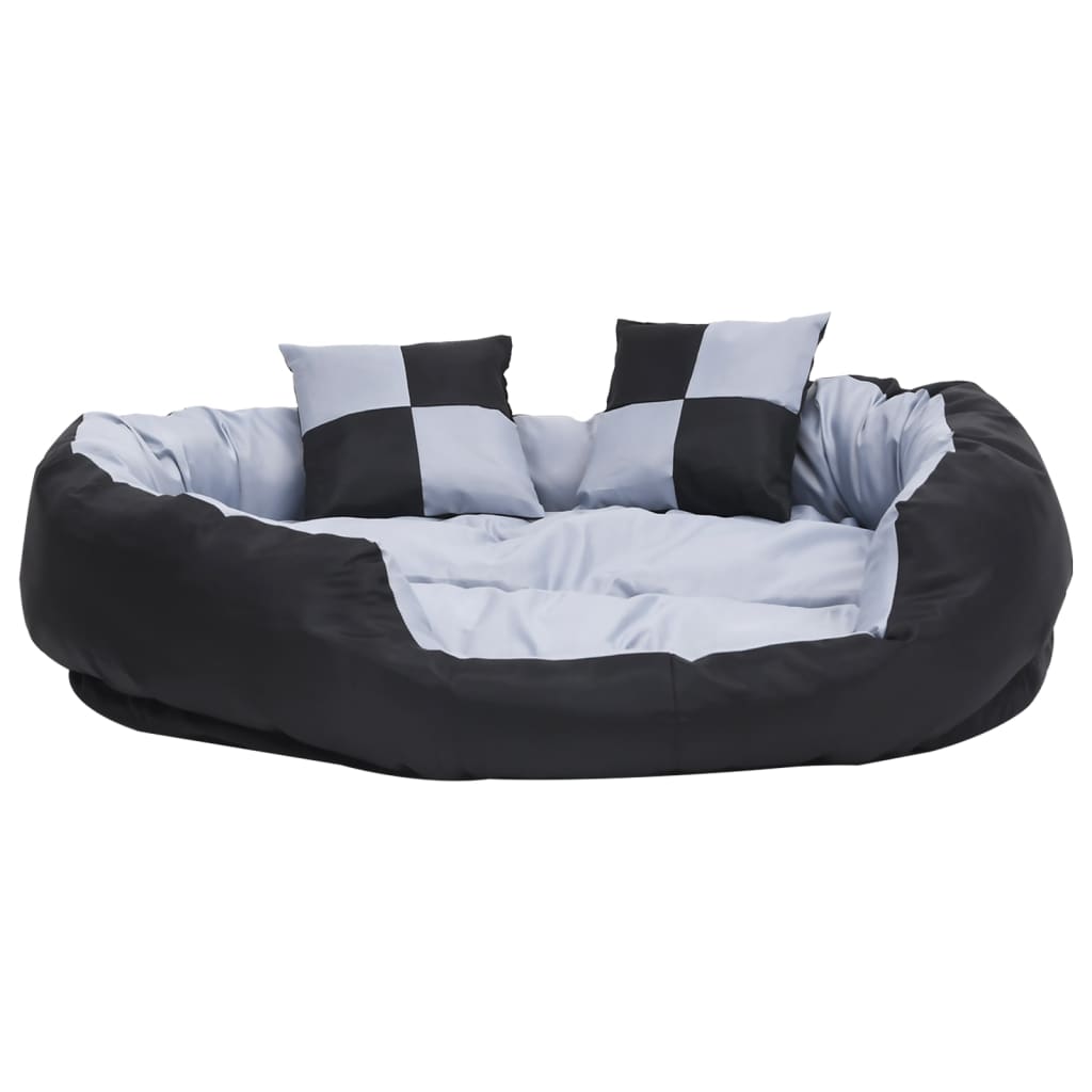 Almofadão p/ cães reversível e lavável 110x80x23 cm cinza/preto