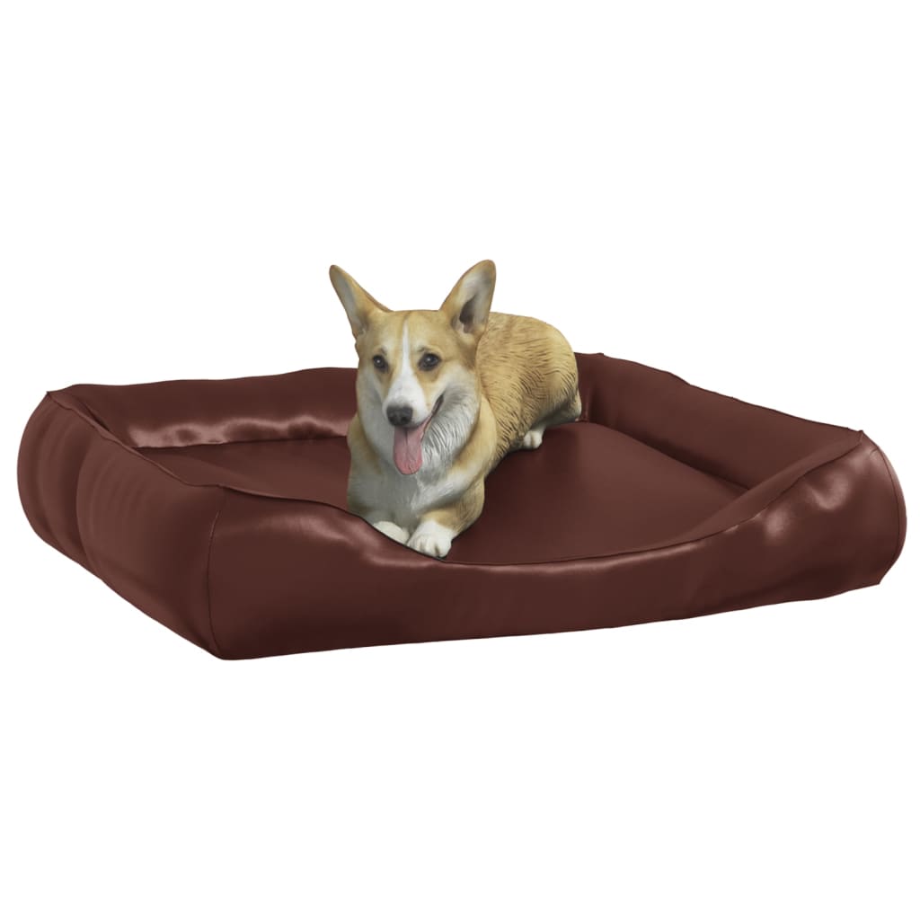 Cama para cães 80x68x23 cm couro artificial castanho