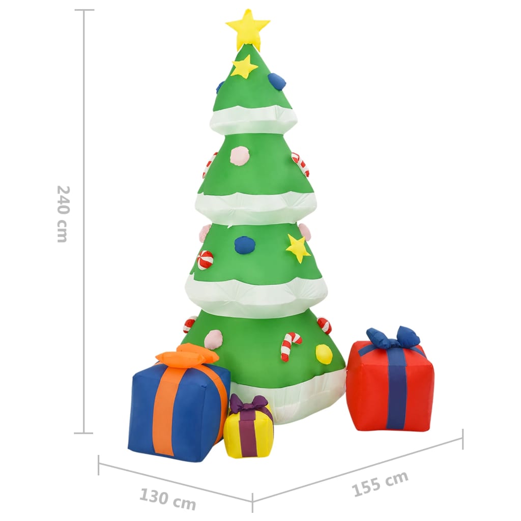 Árvore Natal insuflável c/ luzes LED 240 cm interior/exterior