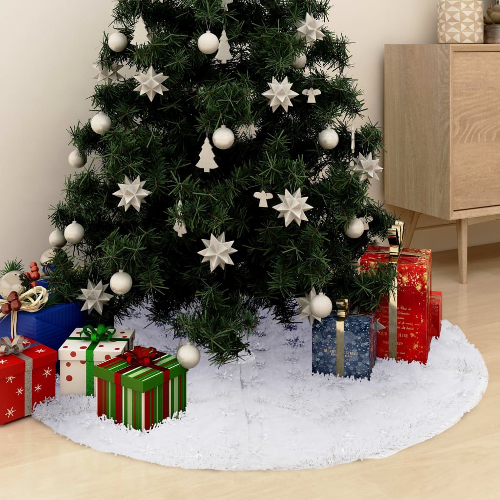 Saia de árvore de Natal luxuosa 150 cm pelo sintético branco