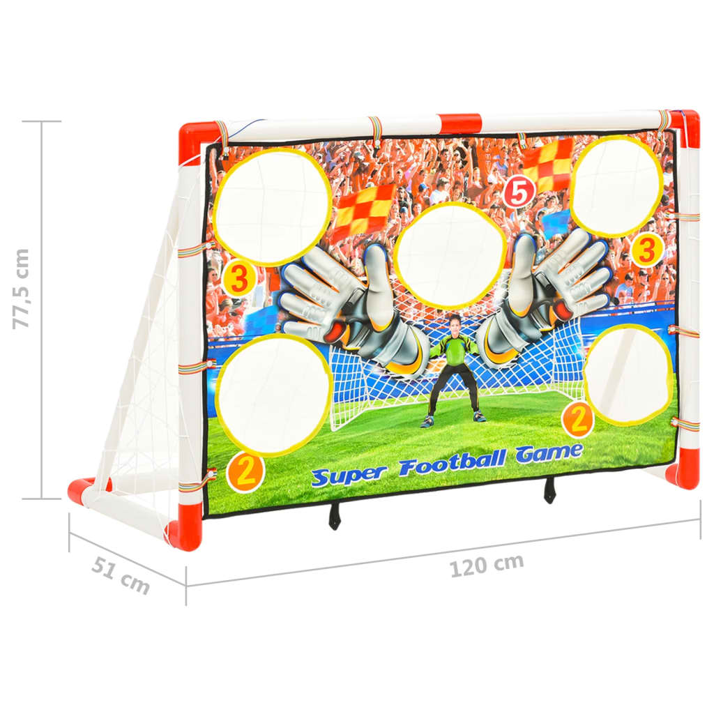 Baliza de futebol infantil com parede de golos 120x51x77,5 cm