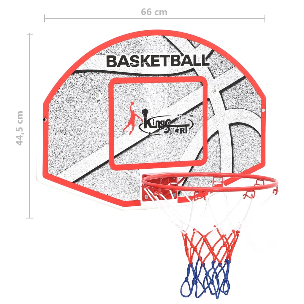 Conjunto tabela basquetebol p/ montar na parede 5 pcs 66x44,5 cm