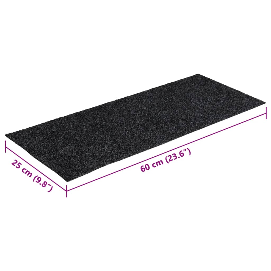 Tapetes de escada adesivos retangulares 15 pcs 60x25cm cinzento