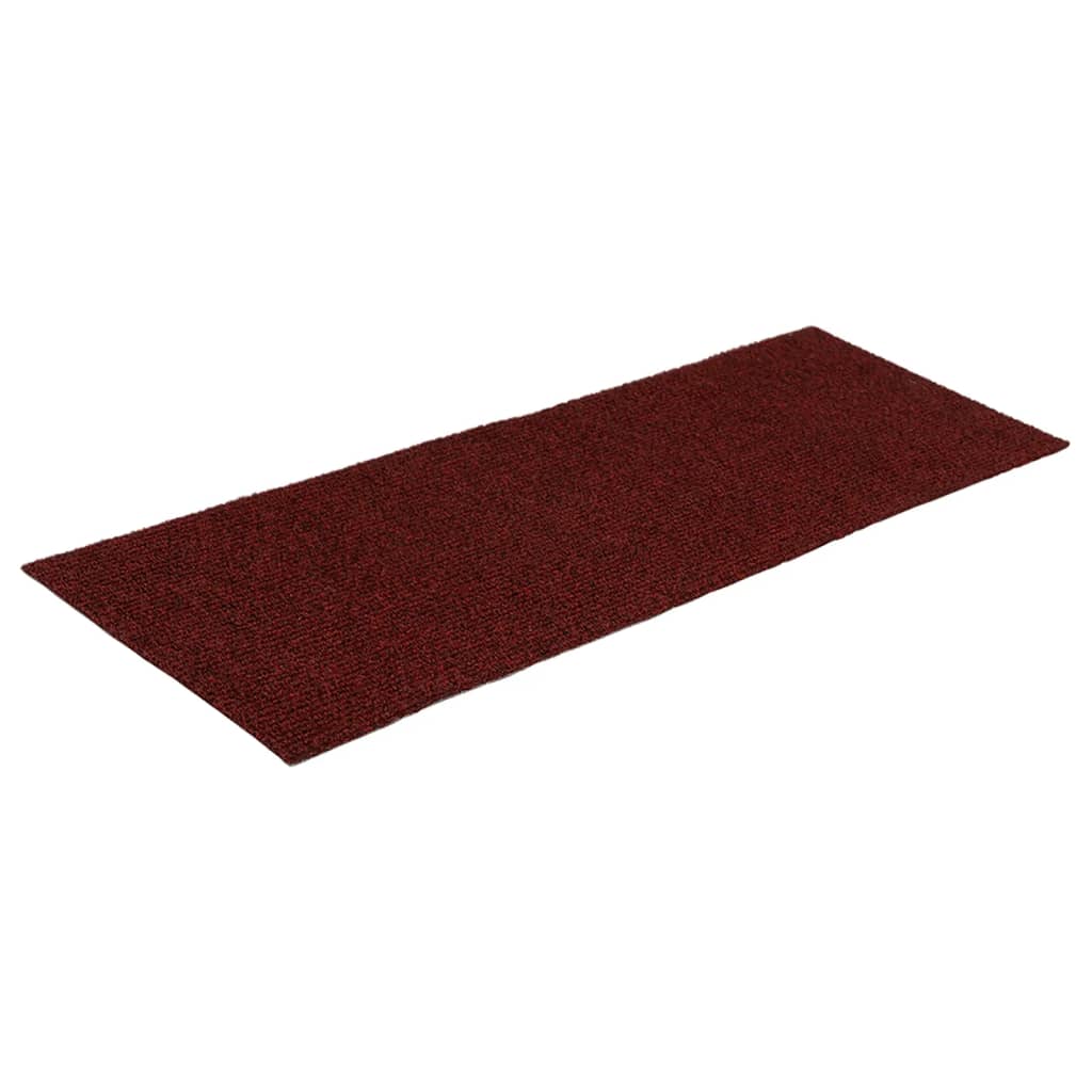 Tapetes de escada adesivos retangulares 15 pcs 60x25cm vermelho