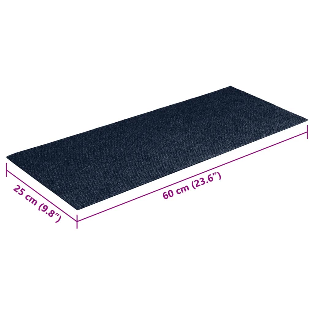 Tapetes de escada adesivos retangulares 15 pcs 60x25 cm azul