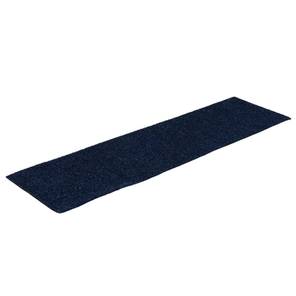 Tapetes de escada adesivos retangulares 15 pcs 76x20 cm azul