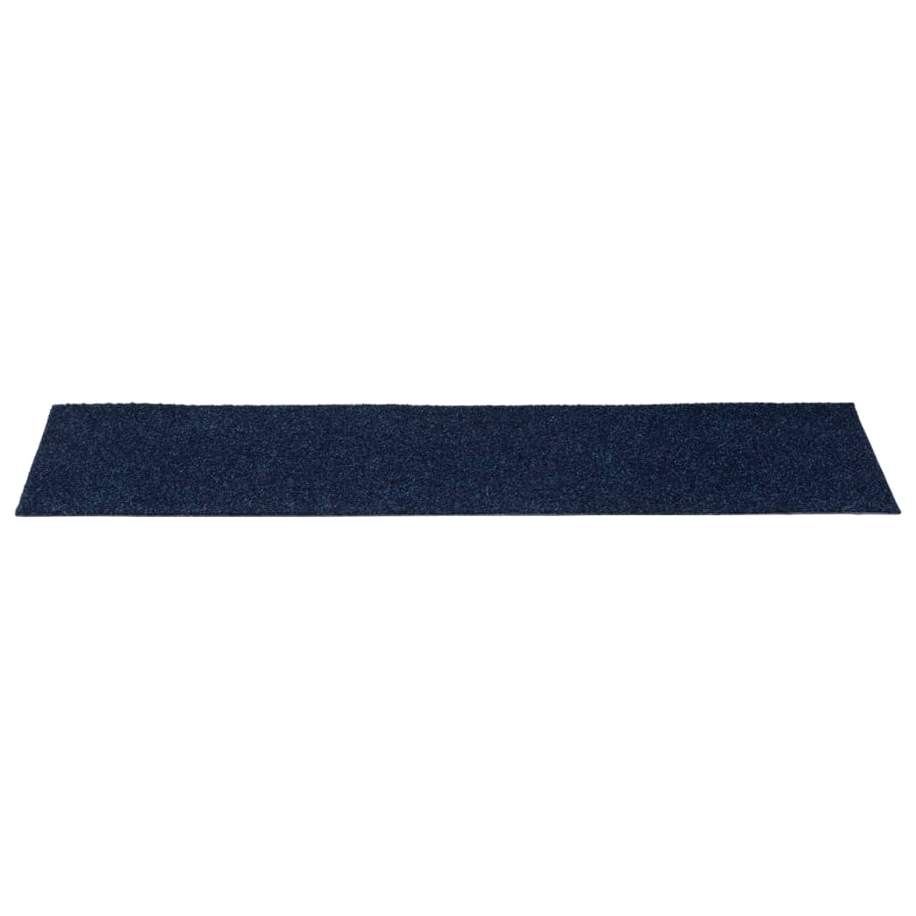 Tapetes de escada adesivos retangulares 15 pcs 76x20 cm azul