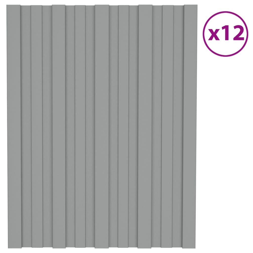 Painel de telhado 12 pcs 60x45 cm aço galvanizado cinzento