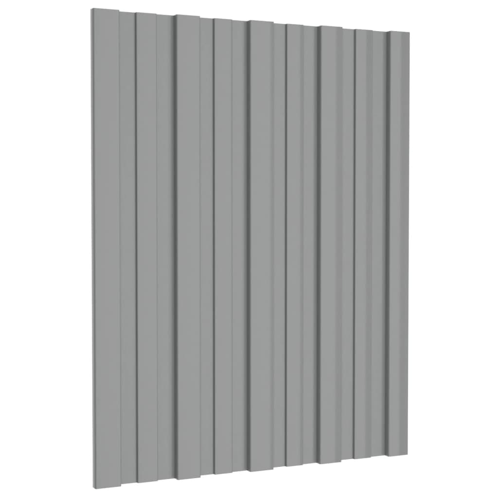 Painel de telhado 12 pcs 60x45 cm aço galvanizado cinzento