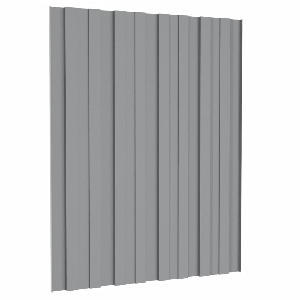 Painel de telhado 12 pcs 60x45 cm aço galvanizado cinzento