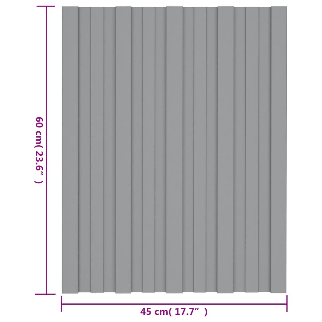 Painel de telhado 12 pcs 60x45 cm aço galvanizado cinzento