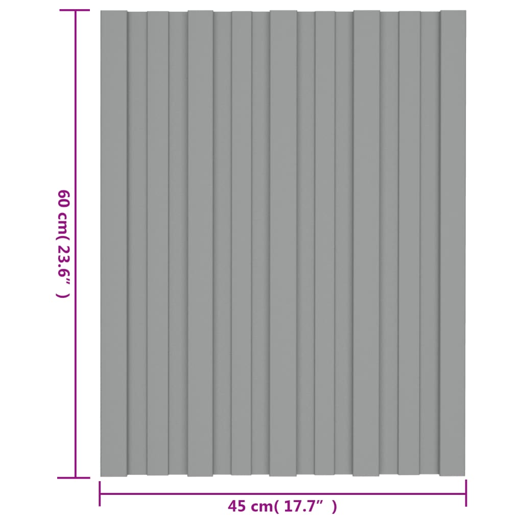 Painéis de telhado 36 pcs 60x45 cm aço galvanizado cinzento